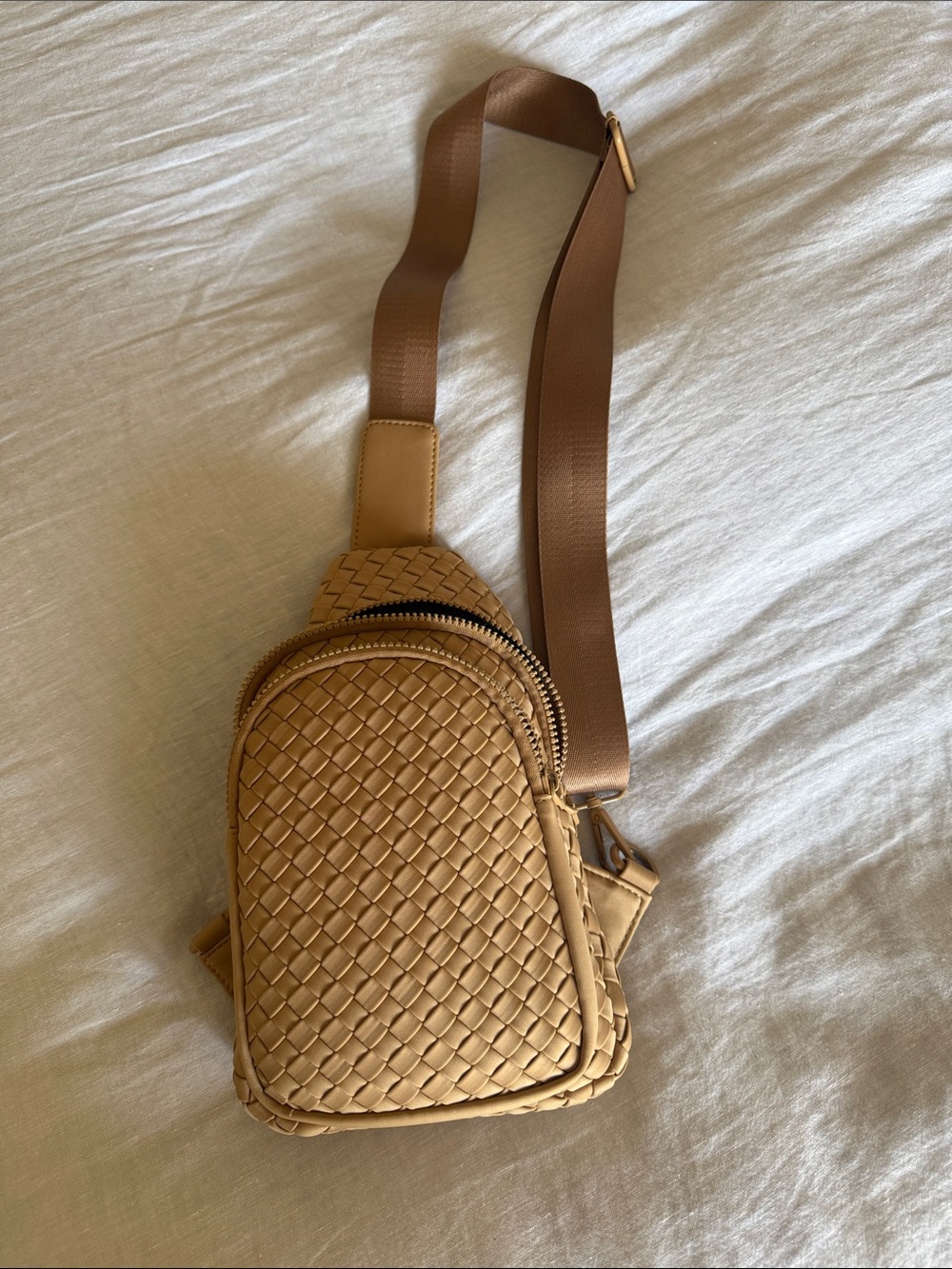 Woven Crossbody Sling Bag with Adjustable Strap
